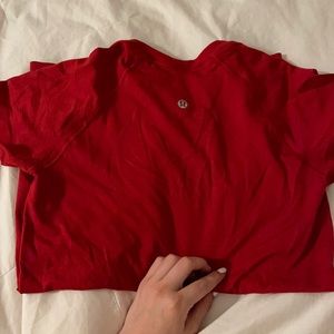 Dark red Lululemon swiftly tech short sleeve